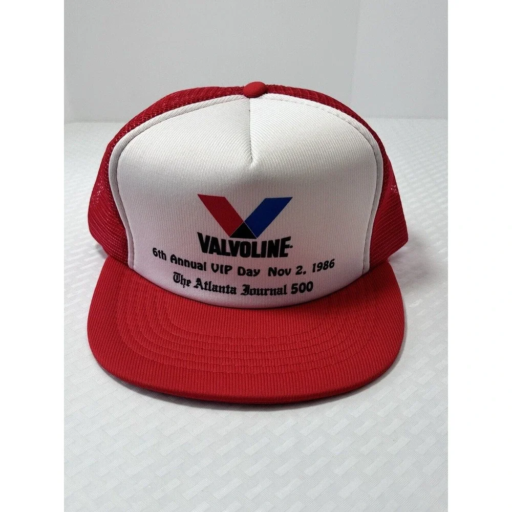 Vtg 80s Valvoline VIP Atlanta Journal Nov 86‎ Foam Mesh Trucker Snapback Hat Cap